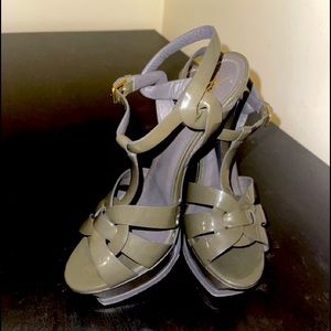 Gorgeous YSL Tribute Leather Platform Sandals